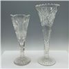 Image 1 : 2pc Art Glass Trumpet Vases with Geometric Patterns