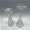 Image 3 : 2pc Art Glass Trumpet Vases with Geometric Patterns