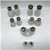 Image 2 : 13pc Silverplated & Chrome Glass Salt & Pepper Shakers