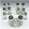 Image 3 : 13pc Silverplated & Chrome Glass Salt & Pepper Shakers