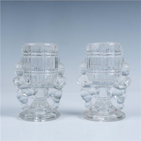 Pair of McKee Glass Peek-A-Boo Toothpick Holders