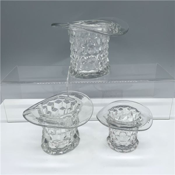 3pc Fostoria Glass Top Hat Toothpick Holders
