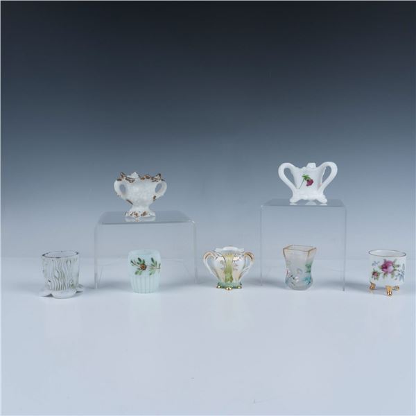 7pc Glass and Ceramic Floral Themed Toothpick Holders