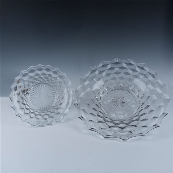 2pc Fostoria American Clear Centerpiece Bowls, Cube