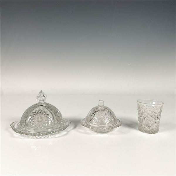3pc Butter Dishes with Lids and Shot Glass