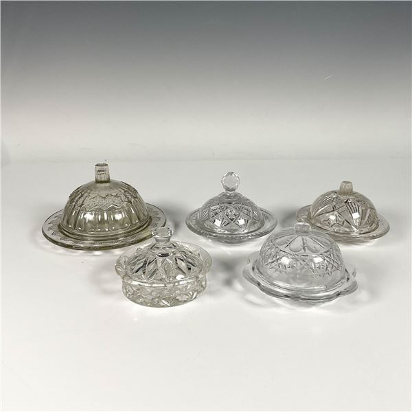 5pc Vintage Glass Candy Dishes with Lids