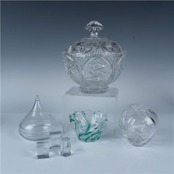 7pc Crystal and Glass Candy Dishes, Vase, Candleholder