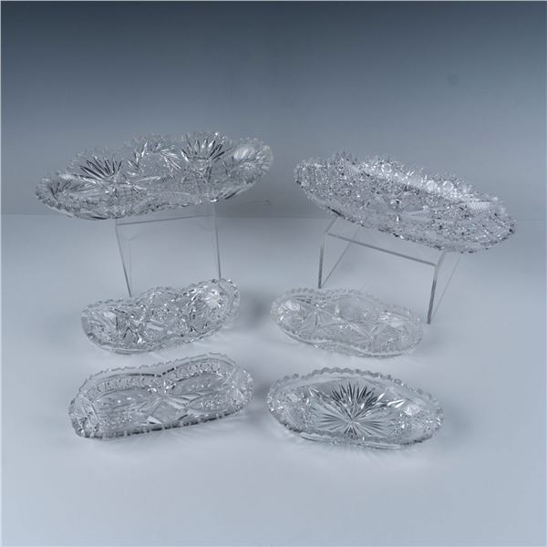 6pc Vintage Cut Crystal Radish and Celery Dishes