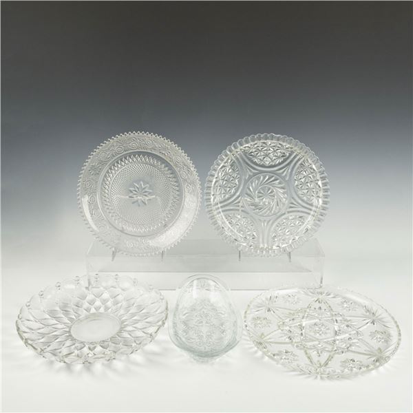 5pc Large Glass Plates and Salad Bowl
