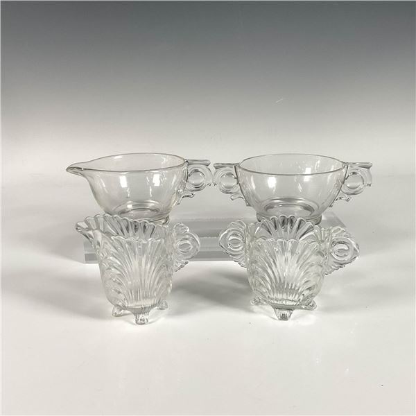 4pc Glass Plain and Shell Patterns Tableware