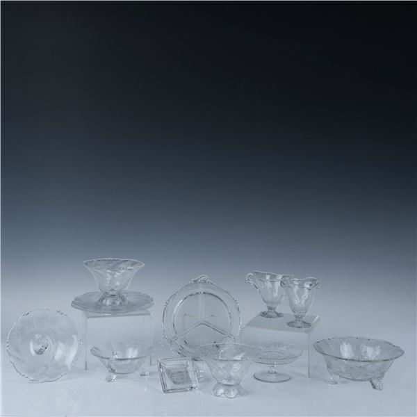 14pc Heisey Depression Glass Serveware, Orchid Pattern