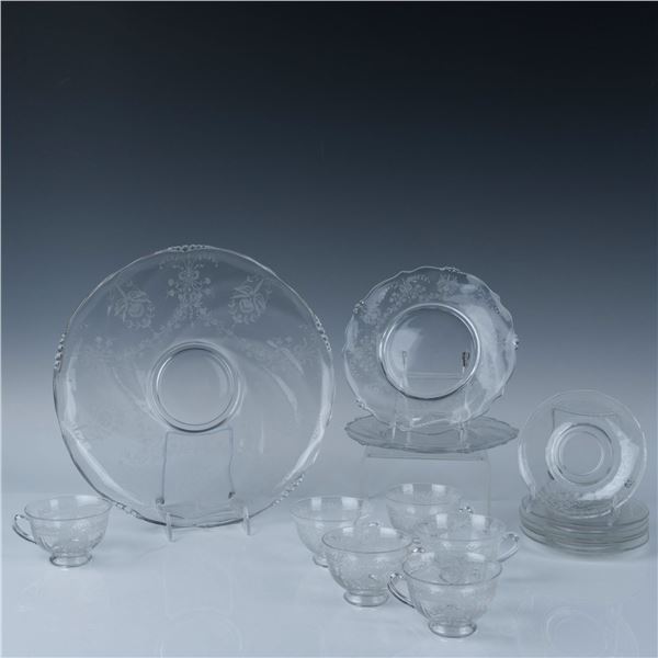 15pc Fostoria Glass Dessert Pieces, June Clear