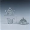 Image 1 : 3pc EAPG Clear Creamer, Covered Sugar, Covered Round Butter