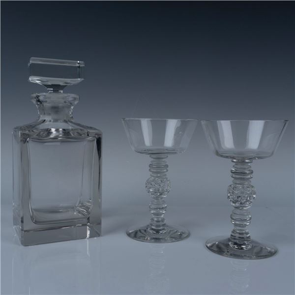 3pc Crystal Decanter & Pair of Spanish Clear Heisey Glasses