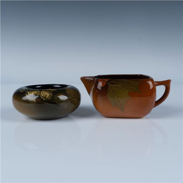 2pc Rookwood Pottery Botanical Bowl and Creamer
