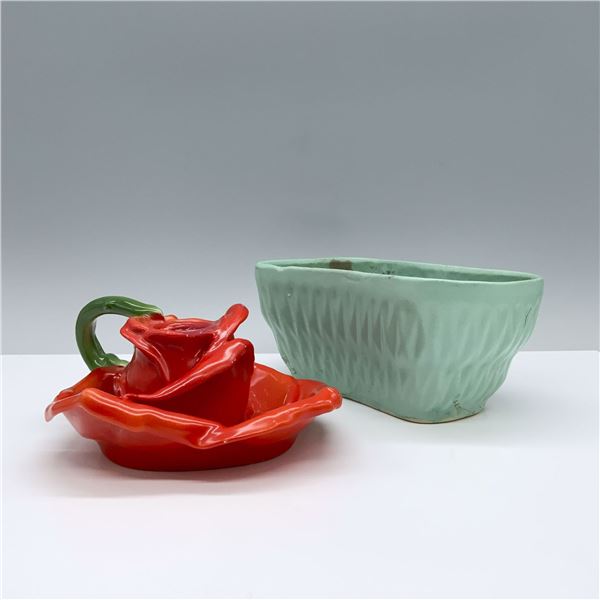 2pc Roseville and Royal Bayreuth Planter & Candle Holder