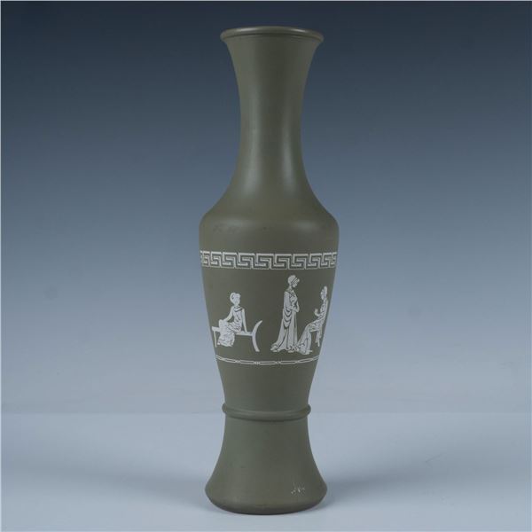 Vintage Wedgwood Jasperware Type Painted Glass Vase