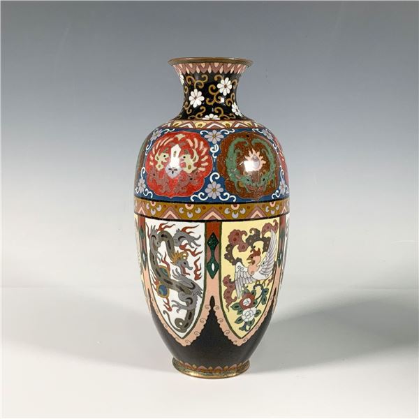 Japanese Cloisonne Dragon & Phoenix Vase