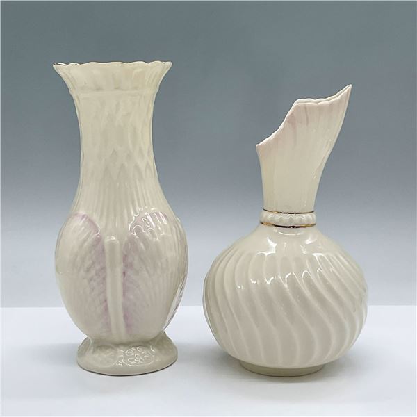 2pc Belleek Vintage Porcelain Vases