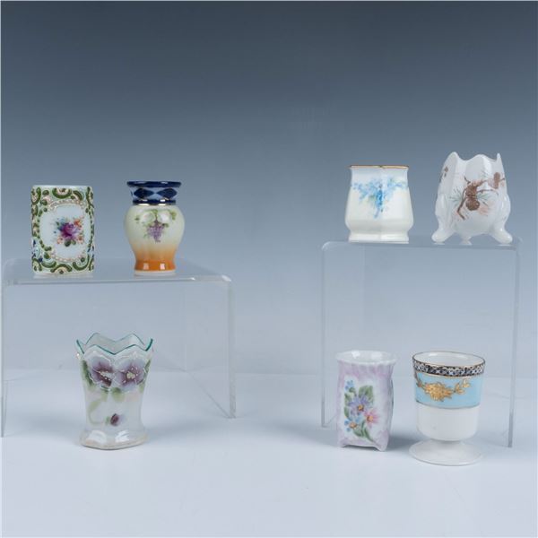 7pc Floral and Foliage Art Ceramic Toothpick Holders