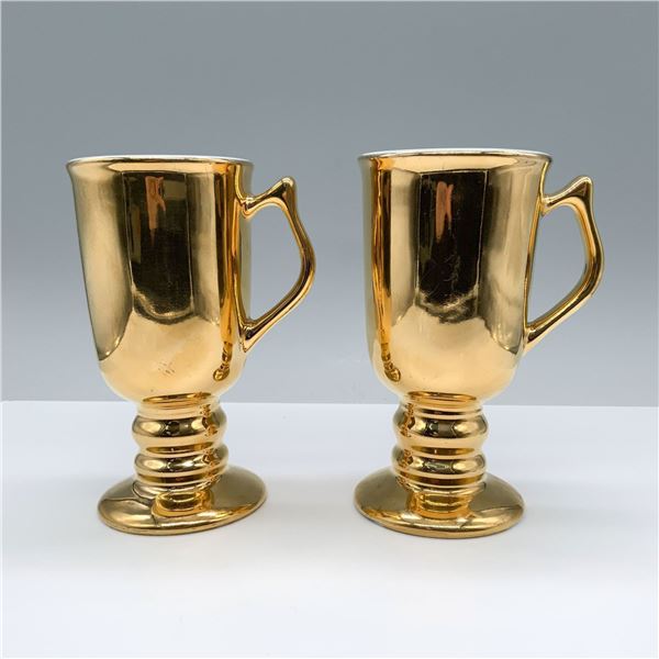 Pair of Hall China Irish Coffee Mugs, Golden Glo