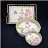 Image 2 : 3Pc Circular Rose Motif Trays & Rectangular Wire Tray