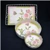 Image 4 : 3Pc Circular Rose Motif Trays & Rectangular Wire Tray