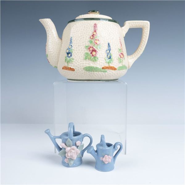 3pc Japanese Ceramic Teapot and Miniature Watering Cans