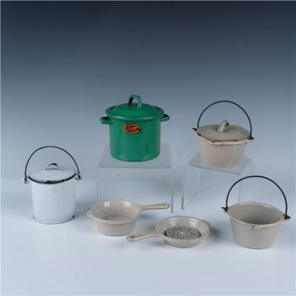 7pc Mini Kitchenware, Lidded Pot & Amsco Toys Bottle Warmer