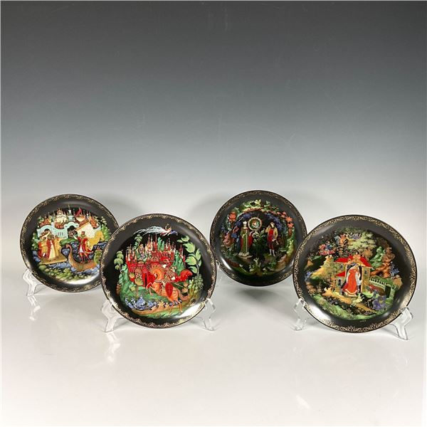 4pc Tianex Russian Fairy Tales Porcelain Plates