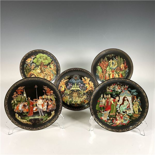 5pc Tianex Russian Fairy Tales Porcelain Plates