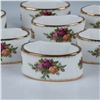 Image 2 : 16pc Royal Albert Old Country Roses Napkin Rings and Trays