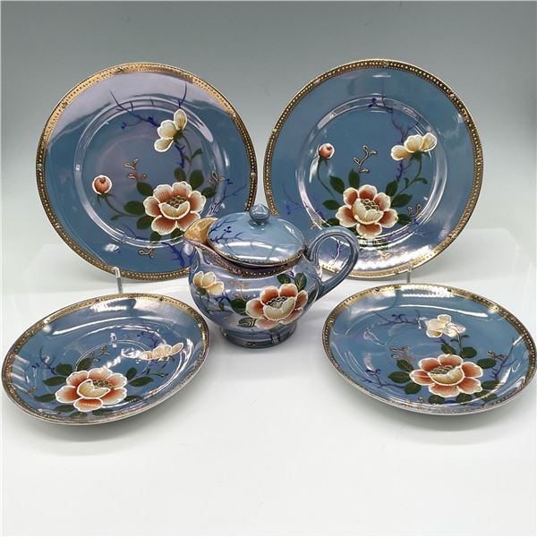 5pc Japanese Porcelain Luster Ware, Plates & Creamer