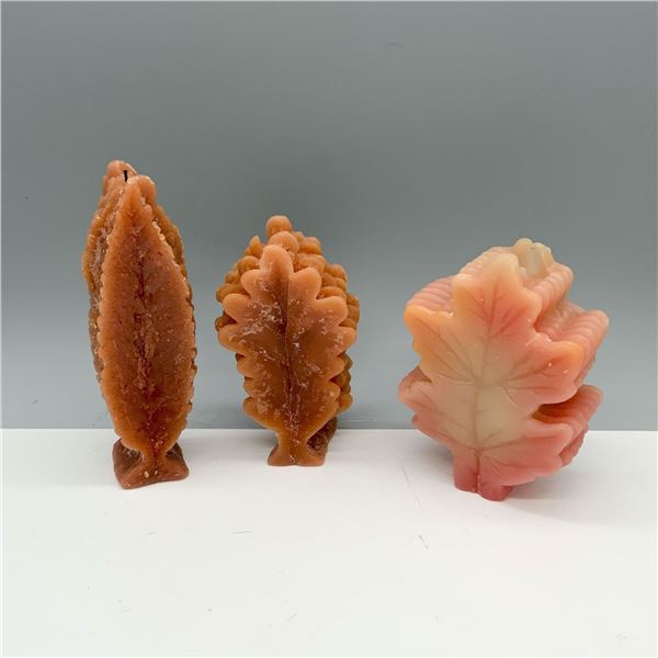 3pc Pink Leaf Shaped Unscented Candles