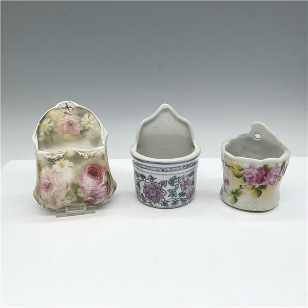 3pc Royal Bayreuth + Others Porcelain Small Wall Pockets