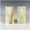 Image 1 : Pair of Hand Carved Mayan White Onyx Bookends
