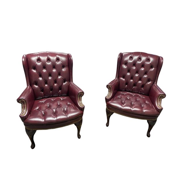 3 pc - x2 leather high back office chairs (40 H)