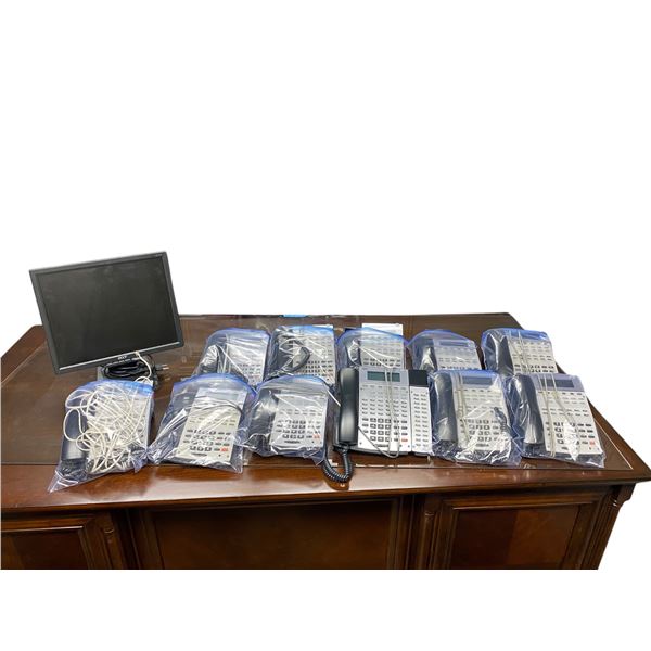 12 pc - Box of NEC executive network phones & Acer monitor