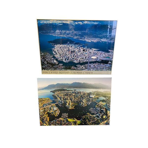 2 pc - Picture on canvas and picture of Vancouver (old & new)