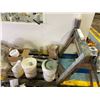 Image 1 : Group lot - Pallet of misc. chemicals & wooden saw horses