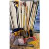 Image 1 : Group - Misc. tools including snow shovels, brooms, shovels
