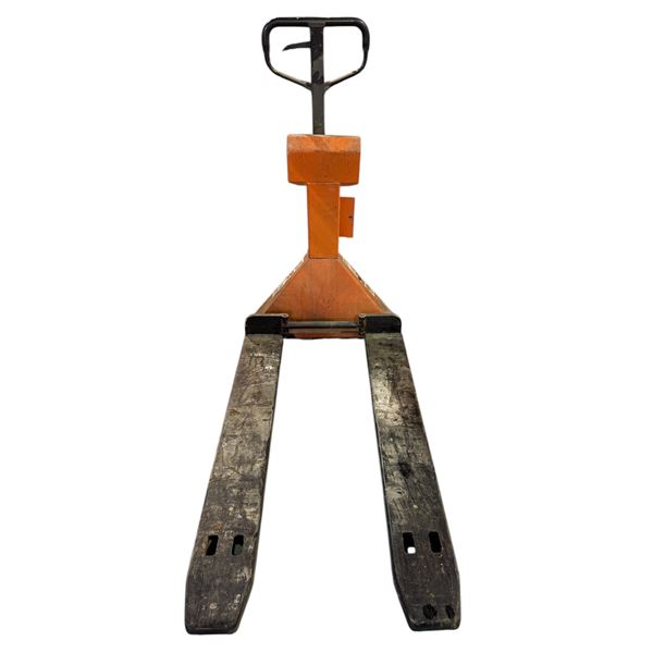 Manual pallet jack with cardinal model 204 weight indicator