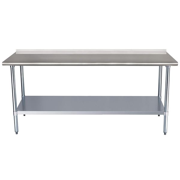 AmazonCommercial - NSF Stainless Steel Workbench with Backsplash, Silver, 30" x 72"
