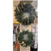 Image 1 : Large Christmas wreath w/ lights, pine cones 7 ribbon, small Christmas wreath w/lights, pine cones &