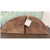 Image 2 : 3 pc - Solid wood "Incana" book ends w/ wooden Accents De Ville sitting buck