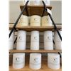 Image 2 : Group - 3 Tiered display stand w/ wood shelves & C-Home unscented candles (Approx. 16)