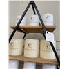 Image 3 : Group - 3 Tiered display stand w/ wood shelves & C-Home unscented candles (Approx. 16)