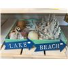 Image 1 : Group - Misc. seaside / lakeside beach décor including seashells, beach/lake cast iron plaques, cora