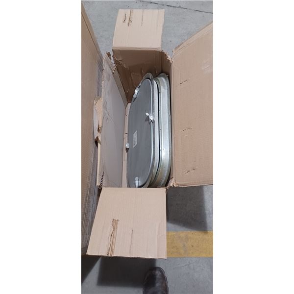 2 SEALED 21"X14" ACCESS DOORS AND LOUVER HANGERS