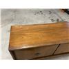 Image 10 : Mid Century Satin Walnut Diamond Front Lowboy 6 Drawer Dresser - Approx: 59.5x19" & 32"T